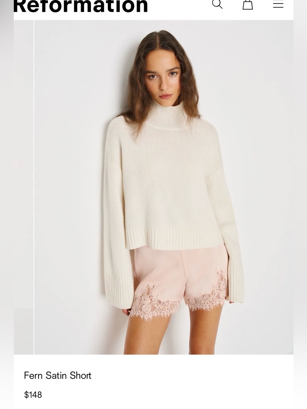 Reformation Fern Satin short lace. Sorbet pink. Sold out. Size medium. Perfect.